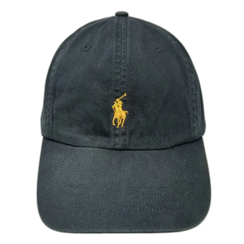 Polo Ralph Lauren Baseball Cap Black OS Embroidered Logo Strapback Hat Pony